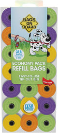 Bags on Board Dog Poop Bags, Strong Leak Proof Waste Bags, 315 Count | Strong Leak Proof Dog Waste Bags, 9 x 14 Inch Size, Assorted Multi-Color Bags, Durable Cleanup Solution, 315 Count
