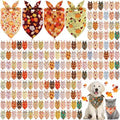100 Pcs Fall & Thanksgiving Dog Bandanas Bulk with Holiday Sayings, Washable Adjustable Pet Triangle Scarf Bibs, Autumn Grooming Accessories for Small Medium Large Dogs Cats Costume Decor by Clysee