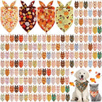 100 Pcs Fall & Thanksgiving Dog Bandanas Bulk with Holiday Sayings, Washable Adjustable Pet Triangle Scarf Bibs, Autumn Grooming Accessories for Small Medium Large Dogs Cats Costume Decor by Clysee