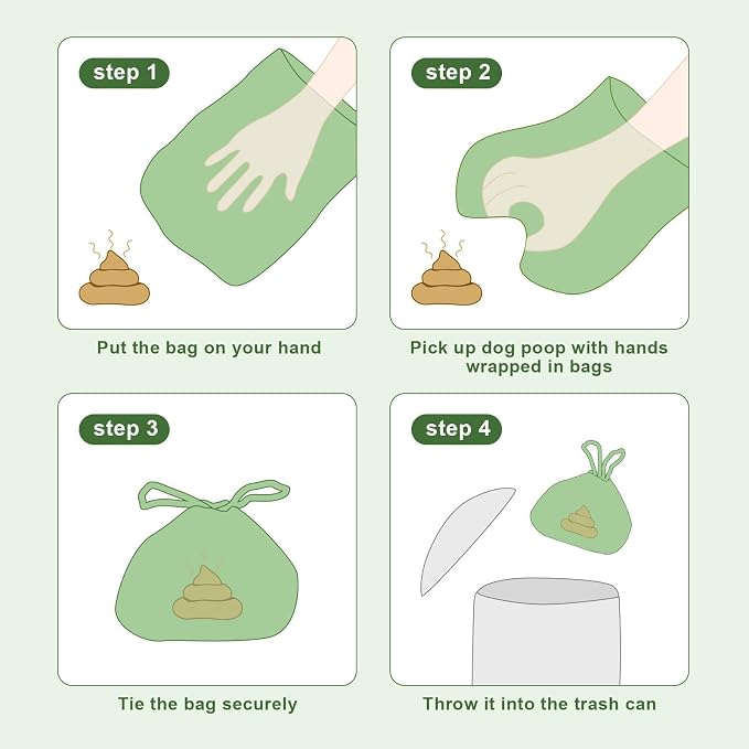 Dog Poop Bags with Handles 10 Rolls, 120 Counts Pine Scented Dog Waste Bags with Dispenser, Leak Proof and Extra Thick, Easy-Tie Pet Poop Bags with Holder for Dogs, Puppies, Cats, Kitten