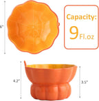 Cute Pumpkin Shaped Raised Ceramic Cat Water Bowl, 9 oz | Whisker Friendly, Anti Vomiting, Elevated Design, Indoor Cats