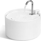 Ceramic Cat Water Fountain, 2.2L/ 74oz Pet Water Fountain, Drinking Fountains Bowl for Cats and Dogs with Replacement Filter and Foam (White)