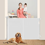 Miumoon 59 inch Reinforced Retractable Baby Gates 42 inch Tall | Retractable Dog Gate with No Crawl Through Reinforced Strip, 5 FT Retractable Gate for Stairs,Doorways,Hallway,Indoor/Outdoor