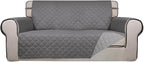 PureFit Reversible Quilted Couch Covers for Dogs Loveseat Sofa Cover 54" | Gray/Light Gray, Water Resistant Couch Protector, Washable Pet Couch Cover with Non Slip and Elastic Straps For Kids