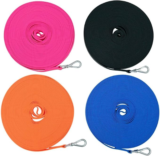 Waterproof Dog Training Leash 50FT 30FT 15FT 10FT 5FT Heavy Duty Recall Long Lead for Large Medium Small Dogs (30FT, Pink)