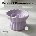 Ceramic Cat Slow Feeder, Raised Slow Feeder Cat Bowl, Anti Vomiting and Whisker Friendly Kitty Dish, Elevated Puppy Kitten Food Bowl for Dry and Wet Food (Purple)