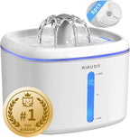 2.5L/84oz Cat Water Fountain, Ultra Quiet Pump & LED Blue Light | Pet Water Fountain with Ultra Quiet Low-Water Auto Shutoff Pump& LED Blue Light - for Pets Small Animals & 8 Filters
