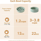 Havniva Elevated Slow Feeder Dog Bowls, Ceramic Dog Bowl Slow Feeder Set | 1.2 Cups Raised Slow Feeding Bowl for Small Breed, 6.1” Dog Water Bowl with Wooden Stand, Puzzle Dog Slow Feeder, Non-slip