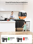 COMOMY 30" Tall Baby Gate for Stairs Doorways, Fits Openings 29.5" to 46" Wide, Auto Close Extra Wide Dog Gate for House, Pressure Mounted Easy Walk Through Pet Gate with Door, Black | Auto Close Extra Wide Dog Gate for House, Pressure Mounted Easy Wal...