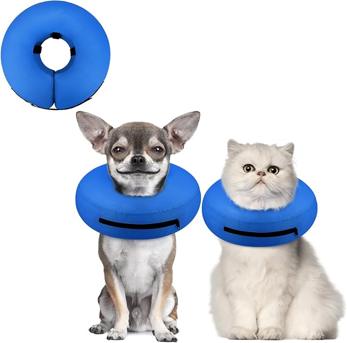 Supet Inflatable Dog Cone Collar for Small Dogs Puppies Cats, Soft Dog Cone Alternative After Surgery for Puppies Cats to Stop Licking