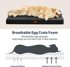BFPETHOME Outdoor Dog Beds for Large Dogs, Waterproof Dog Bed for Medium, Large, Extra Large Dogs, Orthopedic Pet Bed with Removable Washable Cover, Egg Crate Foam Pet Bed Mat. (30 x 20in, Black)