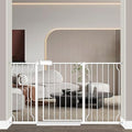 Fairy Baby 53-57.5 inch Extra Wide Baby Gates Auto Close Child Safety Gates | Pressure Mounted Banister Stairs Doorways Hallway, Adjustable Metal Dog Gate with Door for Kids or Pets, Double-Lock, White
