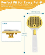 Cat Steam Brush for Cats & Dogs, Pet Steam Brush 3-in-1 with 2 Mist Modes, One-Touch Self Cleaning, Magnetic Safe Charging, Cat Hair Brush for Shedding, Dog Brush for Shedding, Yellow (Long Head)