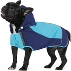 IECOii Dog Raincoat,Waterproof Rain Coat for Small Dogs,Adjustable Pet Rain Jacket with Hood,Lightweight Doggy Raincoats with Reflective Stripes,Blue,Small