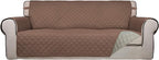 PureFit Reversible Quilted Sofa Cover, Water Resistant Slipcover Furniture Protector, Washable Couch Cover with Non Slip Foam and Elastic Straps for Kids, Pets (X Large, Brown/Beige) | Brown/Beige, Water Resistant Couch Protector, Washable Pet Couch Co...