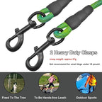 BTINESFUL 8ft Dog Tie-Out Long Tether Rope Leash, 12ft 20ft 30ft 50ft 75ft Dog Lead for Yard- Large Medium Dogs Outdoor Training, Playing, Camping, Backyard (Green, 8 Foot)