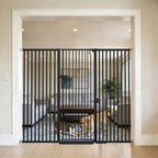 Lumizone Extra Tall Cat Gate 55.12" High 63.39"-67.71" Wide Pet Gate Black | Dog Gate for Doorway Hallway Stairs Pressure Mounted Extra Wide 1.37" Gap No Drilling Auto-Close One-Handed Operation