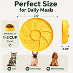 Slow Feeder Dog Bowl Silicone Suction Cup Anti Spill Dogs Cats Yellow | strong suction base prevents sliding, extends mealtime, reduces anxiety, textured surface, dishwasher safe