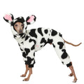 D Doggy Star Italian Greyhound Clothes Winter Warm Fleece Cow Print Sweater Jumpsuit with Snood Turtleneck, Fits Small Whippets (M,Onsi Cow Print)