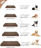 KSIIA Orthopedic Dog Bed for Large Dogs with Waterproof Lining, Brown,35x22 | Deluxe Soft Plush Dog Crate Bed, Washable Pet Mat with Removable Cover & Egg Crate Foam for Large Dogs Sleeping & Relaxing