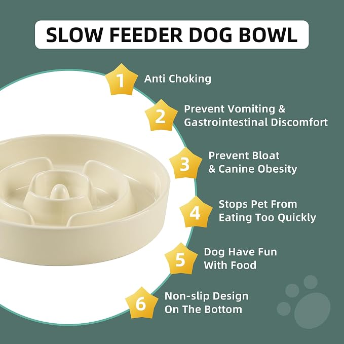Havniva Slow Feeder Dog Bowls, Ceramic Dog Bowl Slow Feeder for Fast Eater | 1.6 Cups Puzzle Dog Food Bowl, Slow Feeding Bowls for Medium Dogs, Non-Slip Rubber Base, Anti-Choking