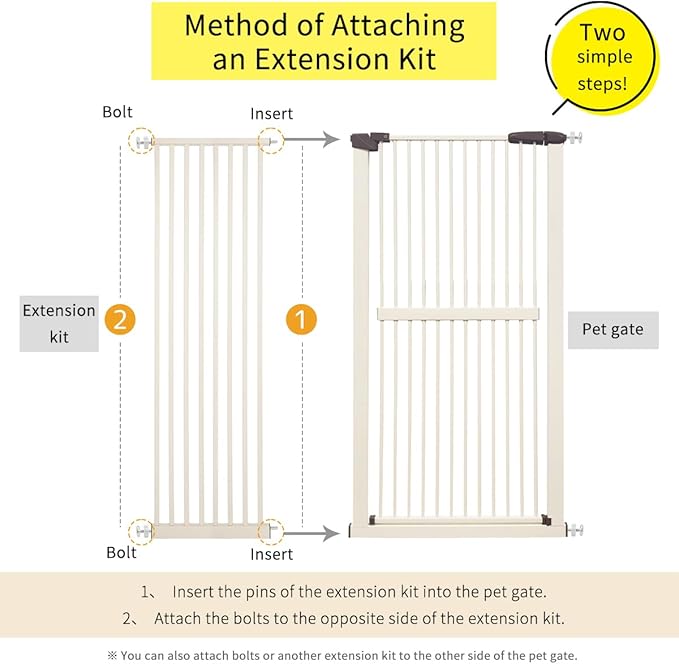 Lumizone 55.12" Extra Tall Pet Gate Extension Kit 16.73" Wide Cream | Extra Tall Cat Gate for Dog Doorway Hallway Stairs Pressure Mounted 1.37" Gap No Drilling