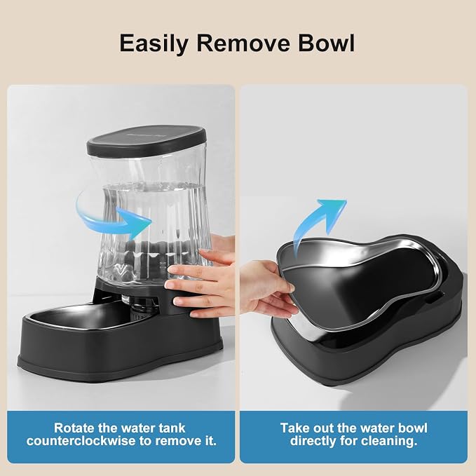 Gardner Pet Automatic Dog Water Dispenser Gravity Stainless Steel Water Waterer Feeder, Large Capacity Water Feeding Bowls for Medium & Large-Sized Dogs Cats Other Pets -(2.1 Gallon)