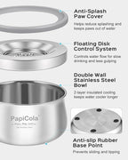 No Spill Dog Water Bowl, Slow Drinking Dog Water Bowl | Anti-Splash & No Drip Stainless Steel Dog Water Bowl for Mess-Free Floors, Double Wall with 2-Layer Insulated Cooling