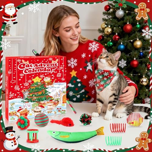 Cat Advent Calendar 2026-24 Days Christmas Countdown Calendar for Pets with Interactive Toys & Costume Accessories, Xmas Ideal Gift for Cats Lovers - Image 4
