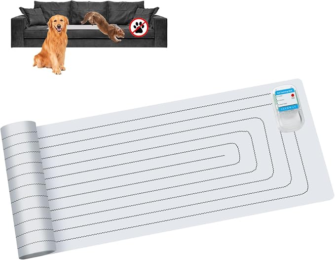 SEERWAY Scat Pet Shock Mat for Dog & Cat: 3 Training Modes 60x12 Inches | Keep dogs & cats off couch, bed, counter top Indoor, Build No-Pet boundary, Easy to clean, use and store, Battery operated
