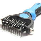 Maxpower Planet Pet Grooming Brush - Double Sided Dematting Undercoat Rake for Dogs and Cats, Extra Wide Pet Brush to Reduce Shedding by 95% (Blue, S) | 9 & 17 Teeth, Deshedding & Dematting Tool, Long & Thick Double Coats, Non-Slip Handle, Reduces Shed...