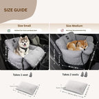 JACKO & CO - Premium Dog Car Seat Bed V2 for Small & Medium Pets Under 40lbs - Water Resistant, Machine Washable, Removable Covers, Clip-On Leash for Back Seat Use (Ultra Prem, Beige Medium 25-45lbs)