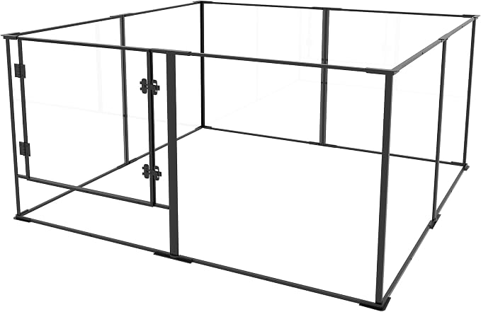 Acrylic Dog playpen Indoor: Clear Puppy Pen for Small Medium Dogs Cats with Metal Frame - 8panels 24inch Tall Transparent pet Fence with Door for Rabbits Guinea Pig
