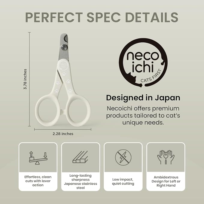 Necoichi Purrcision Stainless Steel Cat Nail Clipper, Made in Japan (Gray)