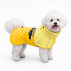 Luciphia Dog Raincoat, Adjustable Hooded Reflective Jacket with Pocket | Yellow small dog rain jacket with leash hole, buckle-on, non-stick fur. For daily walks.