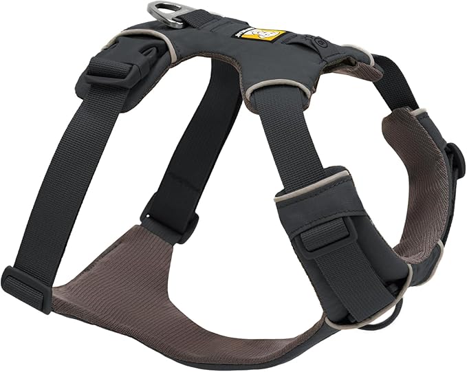 Ruffwear, Front Range Dog Harness, Reflective Soft Padded Everyday Harness with Dual Leash Clips, Adjustable and Lightweight Fit for Training or Walking for All Dogs, Basalt Gray, Medium
