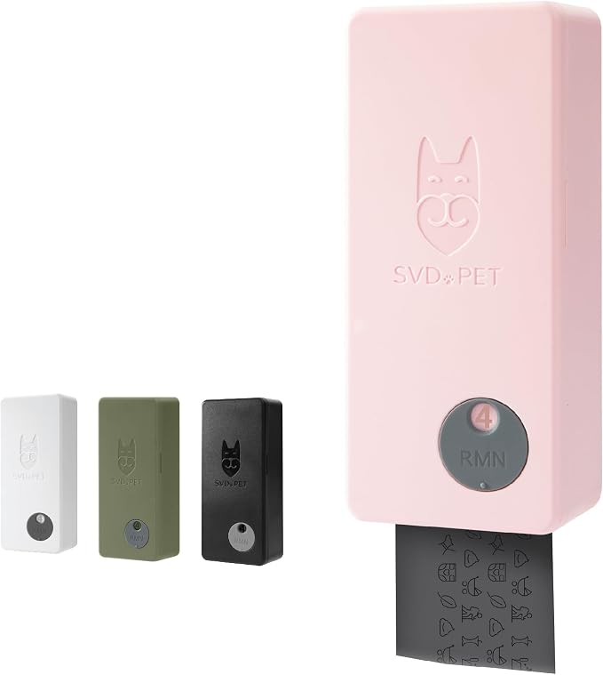 SVD.PET Dog Poop Bag Dispenser (Pink, Dispenser only) | Outdoor or Indoor Pet Waste Bag Dispenser Station, Wall Mount or Hanging with Strap, Easy to Refill Magnetic Cover