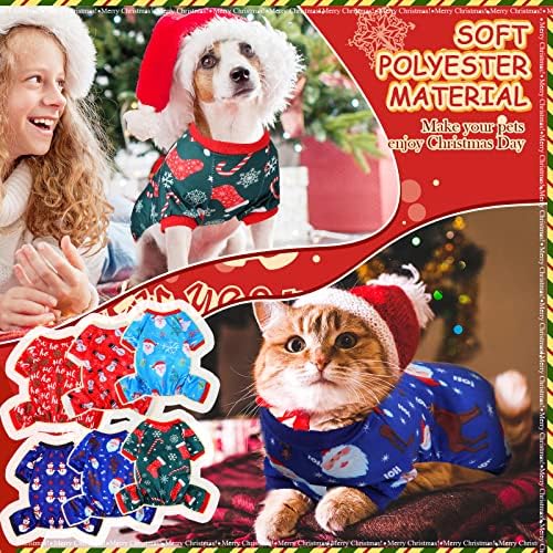 Xuniea 6 Pieces Christmas Pet Pajamas, Santa Snowman Tree Print,Small - Image 3