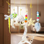 Interactive Hanging Cat Feather Toys, 18 PCS Cat Teaser Retractable Hanging Indoor Kitten Play Toys, Make Cats Fun Exercise & Self Play Toys