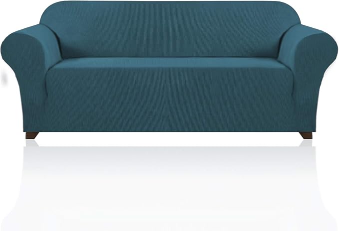 Oversized Stretch Sofa Cover Slipcover 1-Piece, Spandex Jacquard Fabric Universal Couch Cover for 3 Cushion, Washable Non Slip Sofa Cover, Pet Friendly (XL Sofa 101"-110", Deep Teal)