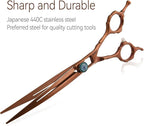 Curved Dog Grooming Scissors 7'' Downward 30° Professional Pet Grooming Trimming Shears for Dogs Suzhi Teddy High Cobalt Alloy Steel for Right Handed Groomers (7, Chocolate Curve)