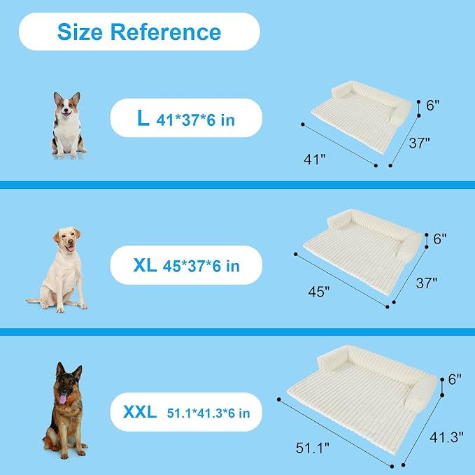 Dog Couch Bed, Couch Cover for Dogs Washable, Dog Bed for Couch(White, L) | Dog Bed for Couch, Removable Couch Cover for Dogs Washable, Pet Bed Mats for Couch, Pet Couch Covers for Sofa