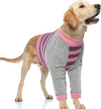 FUAMEY Dog Recovery Sleeve with Elbow Protector,Pink Stripes XL | Stop Licking Joints,Alternative to Cone,Pet Long Sleeve Suit,Protecting Dog's Front Leg Arm Wounds, Cover Skin Conditions