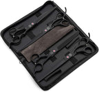Moontay Professional 8" Dog Grooming Scissors Set 4PCS, Black | Straight, Upward Curved, Downward Curved, Thinning/Blending Shears for Dog, Cat and Pets, JP Stainless Steel