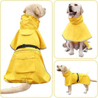 Reflective Dog Raincoat Waterproof Adjustable Dog Hooded Poncho Raincoat for Medium Large Dogs, Lightweight Pet Rain Jacket (Yellow, XL)
