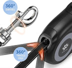 16 ft Retractable Dog Leash for Extra Large Dogs up to 130 lbs,Tangle-Free Nylon Tape,Black Dan24 XL