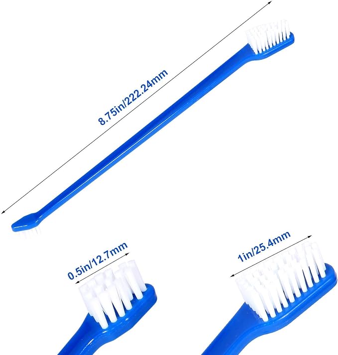 Newday 50 Pieces Double-Headed Dog Cat Pet Toothbrush, Super Soft Bristles Oral Care Teeth, pet Tooth Brush for Dogs, Dog toothbrushes in Bulk Individual polybag (Blue)