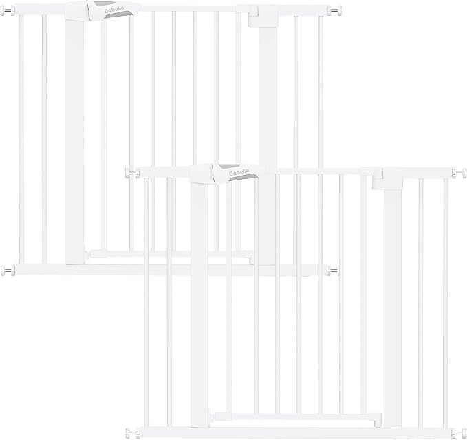 Babelio Pressure Mounted Baby Gate for Stairs, 26-40" Wide Dog Gate,2 Pack | Triple-lock System; Pressure/Wall Mount; Auto-close; 200N Impact Tested; Easy Install for Doorways, Kitchen, Hallway, White