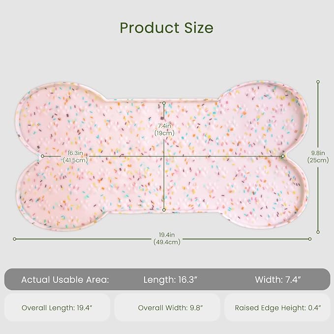 PWTAA Dog Food Mat Anti-Slip Silicone Dog Bowl Mat Thicker Pet Placemat Waterproof Cat Feeder Pad with Raised Edge Puppy Kitten Feeding Mats Suitable Small Medium-Sized Dogs Cats Eating Tray - 2PCS