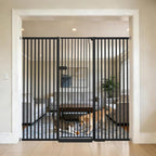 Lumizone Extra Tall Cat Gate 61.02" High 63.39"-67.71" Wide Pet Gate Black | Dog Gate for Doorway Hallway Stairs Pressure Mounted Extra Wide 1.37" Gap No Drilling Auto-Close One-Handed Operation